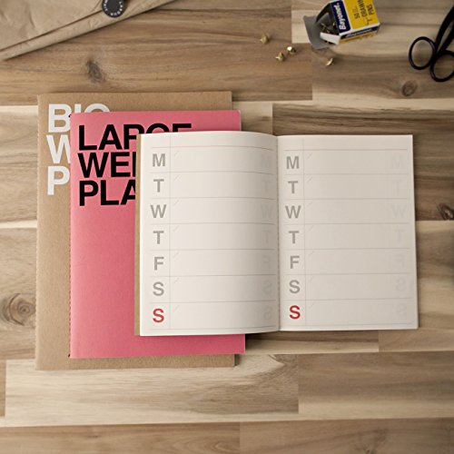 Jstory Large Weekly Planner Stitch Bound Lays Flat Undated Year Round Flexible Cover Goal/Time Organizer Thick Paper Eco Friendly Customizable B5 7.2" X 10.1" 54 Weeks 100 Gsm 28 Sheets Pink #TOP4