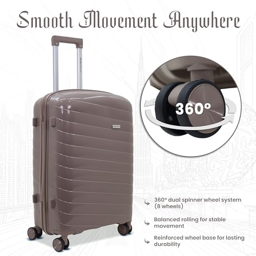 Image of Sarjah Polypropylene Suitcase Trolley Bag | 360 Disc Spinner Wheels | TSA-Type Lock, 360 Dual Spinner Wheels, Aviation-Grade Telescopic Handle, Matte-Gloss Finish