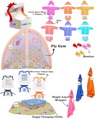 Image of Toddylon All in One Daily Essential in One Pack 36 in 1 New Born Baby Products Gift Packs | Hospital Kit Combo | Infants Boys Girls | Perfect for Newborns | Ideal for 0-6 Months (Orange)