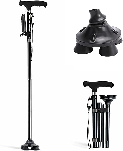 Bastones de caminar para mujeres mayores para el equilibrio, bastones para caminar con segundo mango para lesiones en las piernas de pie, bastón