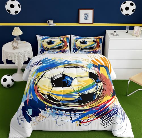 Image of Feelyou Soccer Bedding Set Queen Size for Kids