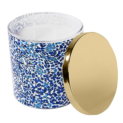 Lilly Pulitzer Two Wick Jar Candle 12oz Soy Wax Candle Scented Candle for Home Cute Candle with Aesthetic Glass and Gold Lid Saltwater Twisted Up