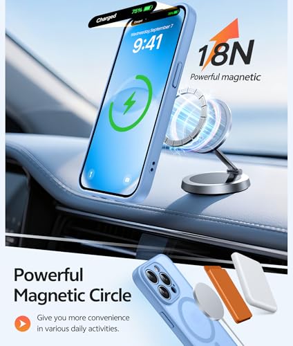 Image of FNTCASE for iPhone 13 Pro Case: [Compatible with Magsafe] Translucent Matte Cases with [Full Camera Protection] [Screen Protector] Military Grade Shockproof Protective Phone Cover - Light Blue