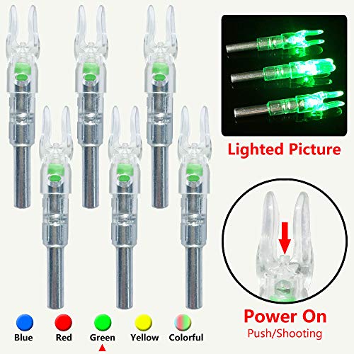 Hunter Action 6Pcs S Led Lighted Nocks For Arrow Archery Nocks Hunting Led Arrow Nocks Fits For Arrows With 0.244''/6.2Mm Inside Diameter(Green) … #TOP1