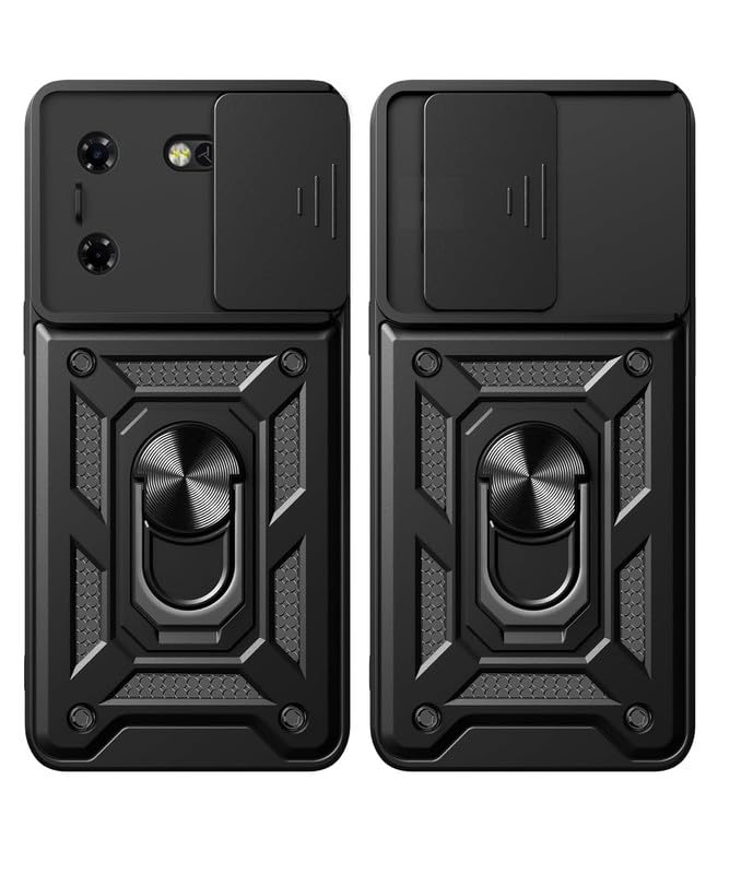 SmartLike Robot Ring Thunder Case, Shockproof Hybrid Kickstand Back Case Defender Cover for Techno Pova 5 / Techno Pova 5 Pro 5G - Black (Sliding Camera Window) (B0D6KQCRBR) Amazon Price History, Amazon Price Tracker
