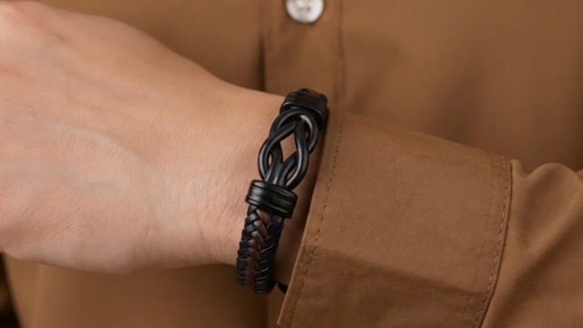 Pulsera para hombre cuero trenzado 8.2 pulgadas miniatura 7