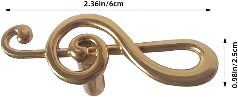 Toddmomy 2pcs Vintage Brass Music Note Drawer Pulls Artistic Cabinet Knobs for Dresser Wardrobe Shoe Cabinet Kitchen Cupboard Handles Antique Style