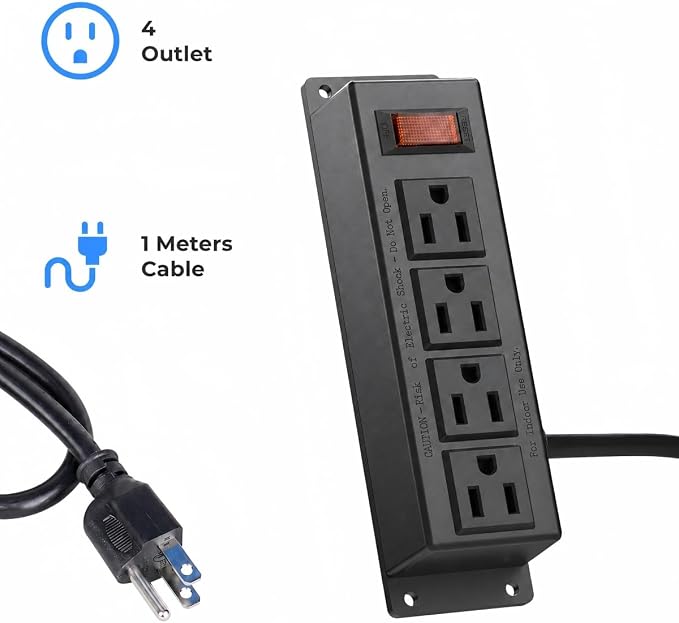 Regleta de corriente montable en pared con 4 tomas y switch miniatura 4