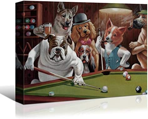 Laoife Pokers Dogs (or Dogs Playing Cards) by C. M. Coolidge Artwork Print on Canvas,Canvas Wall Art Decor For House Wall（16x12 Inches）