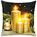 Brandsseller Poduszka bożonarodzeniowa LED podświetlana poduszka dekoracyjna poduszka świecąca poduszka ozdobna 40 x 40 cm (40 x 40 cm, świeca-złota)