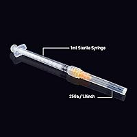 Vista 2 de JIBENGAO Jeringas de 1 cc/ml con aguja de 25 Ga/1 pulgada, cada una envuelta individualmente, paquete de 20