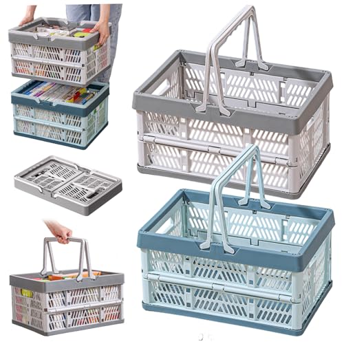 Reviews de Cestas de la compra disponible en línea. 45 Hbbgdiy Cesta de Compras Plegable de 2 Piezas PP PP BRATE 12x8x6.5 Pulgadas con manijas la Cesta Almacenamiento portátil para la Oficina Oficina del gabinete baño