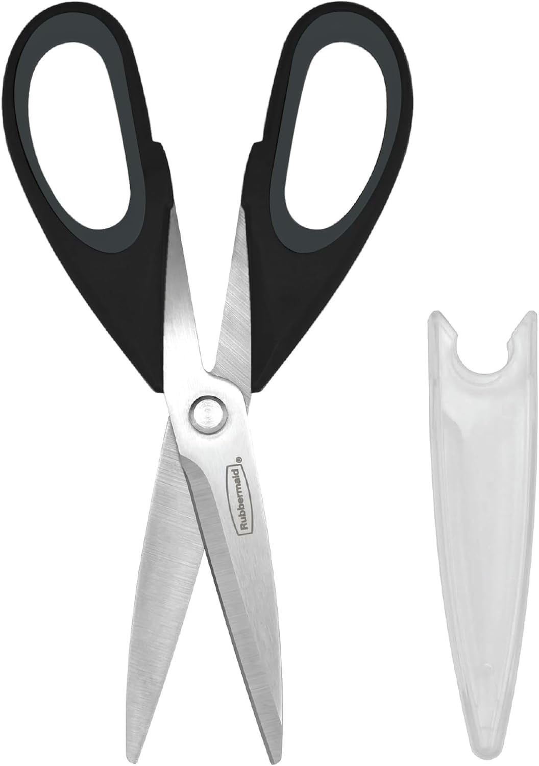 Rubbermaid Kitchen Scissors All Purpose Heavy Duty, Stainless Steel Kitchen Shears with Protective Sheath, Dishwasher Safe Kitchen Scissors for Food, Meat, Poultry & Herbs, Comfort Grip, Black