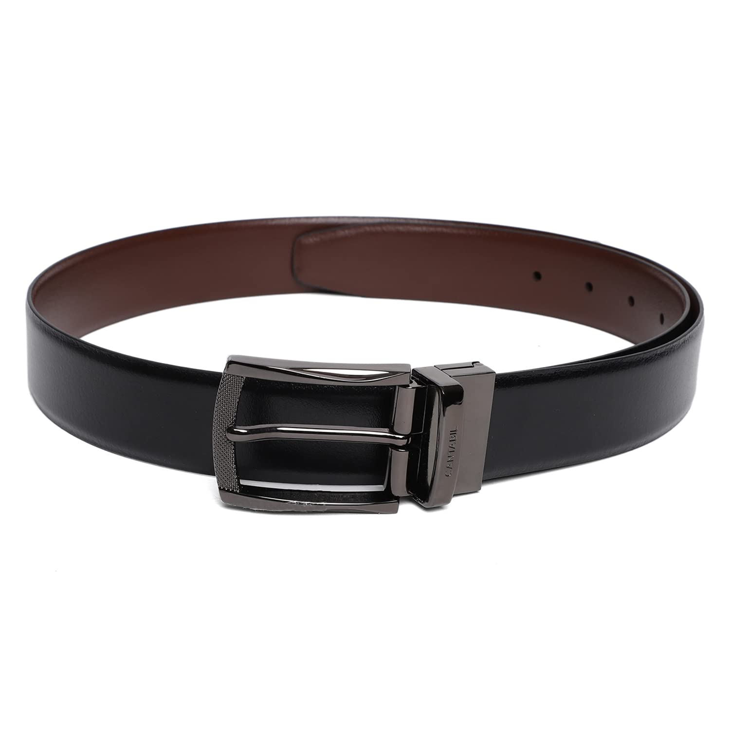 Men Formal Black/Brown Reversible Leather Belt