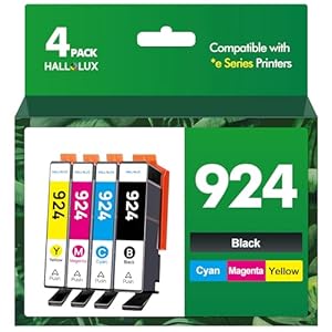 HALLOLUX 924 Cartouches d'encre pour HP 924 Cartouches Compatibles pour HP OfficeJet 8120e 8122e 8124e 8125e pour OfficeJet Pro 8130e 8132e 8134e 8138e 8139e (4 Pack, Pas avec Puce)