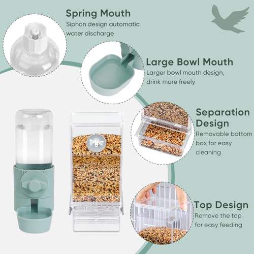lemtrflo No Mess Bird Feeder Water Dispenser Set, Bird Feeder for Cage, Cage Accessories for Cockatiels, Finches, Budgies and Canaries - Image 5