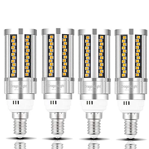 Image of DragonLight 15W Super Bright Corn LED Light Bulbs (150 Watt Equivalent) - E12 Small Base 3000K Warm White 1,800 Lumens Non-dimmable LED Candelabra Lamp, Pack of 4
