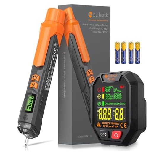 Neoteck Kit de Probador Eléctrico con Detector de Voltaje sin Contacto 12-1000V/48-1000V AC y Comprobador de Enchufe GFCI para Hogar y Electricistas