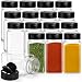 Bekith 16 Pack 9 Oz Plastic Spice Jars Bottles Containers with Black Cap - Perfect for Storing Spice, Herbs and Powders