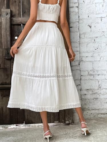 Women's Flowy Trendy Skirt High Waist Ruffle Hem Skirt3