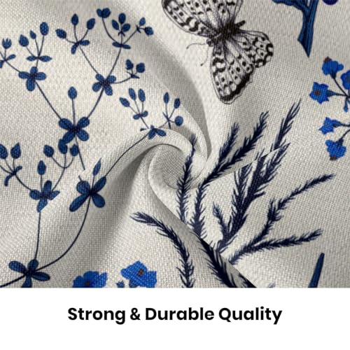 Image of AEIOAE Summer Pillow Covers 20x20 Inch Set of 2,Navy Blue Wild Flower Plant Throw Pillows Case,Seasonal Floral Outdoor Decorative Square Linen Farmhouse Decor Cushion Covers for Home Sofa Bed Couch