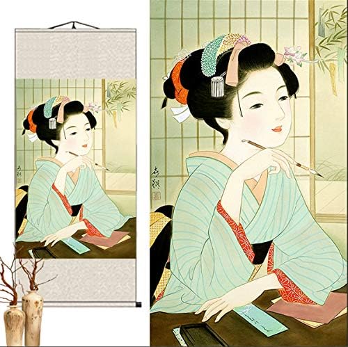 Zzooi Asian Art Japanese Style Wall Art Hanging Painting,Geisha Girl Ukiyoe