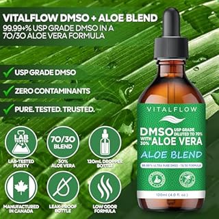 DMSO (Dimethyl Sulfoxide) + Aloe Blend - 99.99+% Purity Pharmaceutical Grade (USP) DMSO in a 70/30 Aloe Vera Blend - 120ml Amber Glass Dropper Bottle