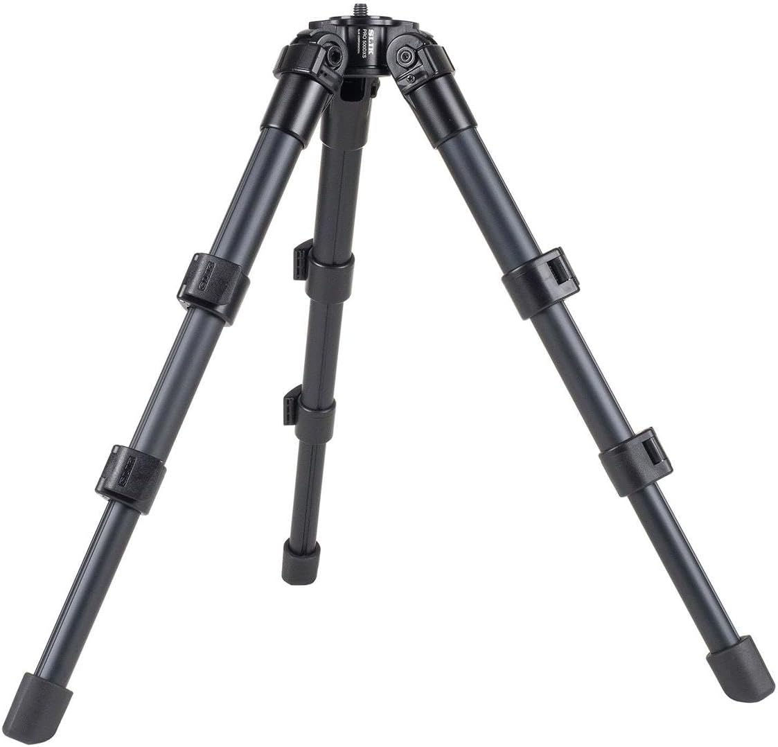 SLIK PRO AL-500DXS Heavy Duty Short Tripod Legs 16" Tall (613-501) - Folds Down to 11", Weighs 1.75lbs, Supports 22lbs - Great for Table Top or Ultra Low-Angle Photography