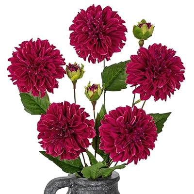 Purple Red Artificial Dahlia Flowers