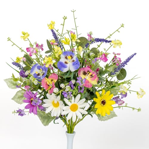 MagicWreath Spring Decorations 17 Inch Colorful Spring Flowers Artificial Easter