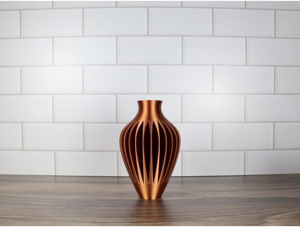 Modern Wave Vase in Copper, Unique Flower Vase, Modern Vases for Home Decor, Tulip Flower Vases, Plant Holder for Home Decor Decoration Bedroom Living Room Cafe (Small)