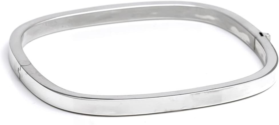Silverly 4mm Rectangular Hinged 925 Sterling Silver Bangle - Elegant Chunky Square Tube Bracelet - Mum Auntie Wife Birthday Gifts - Classic Solid Silver Bracelets for Women