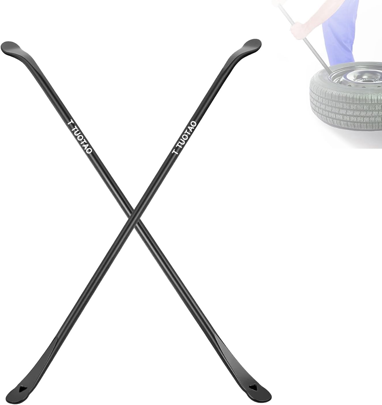 2 PCS Tire Mt and Demount Spoon | 38 in x 4/5 in, Tire Iron Set Tire Changing Removal Tool for Cars/Trucks/Taxi/Tractor/Bus, Semi-Trailer Tire Iron Replace Manual Tire Changer