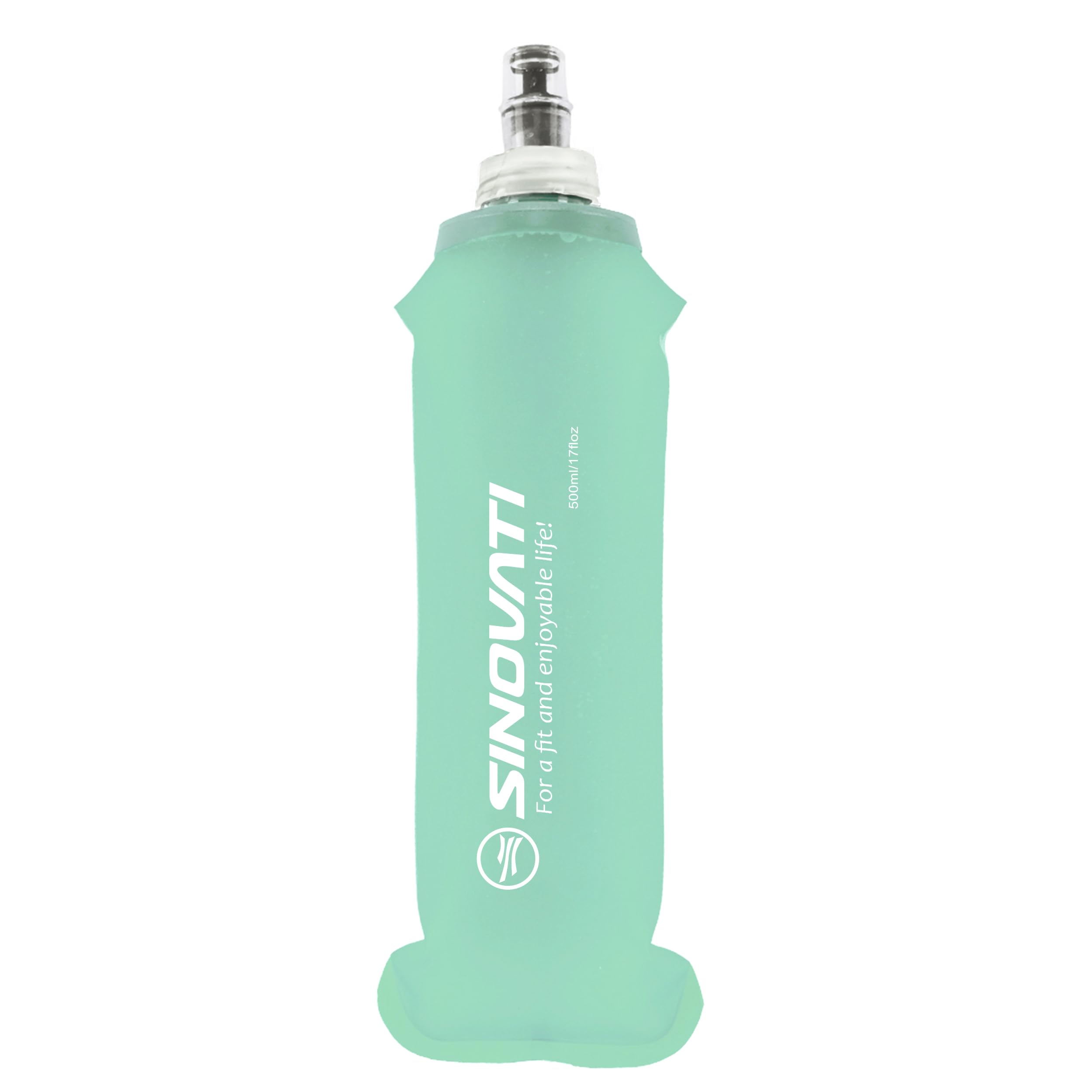 SINOVATI TPU faltbare Trinkflaschen, Soft Flask, Wasserflasche BPA-Frei Sportflasche für Trinkrucksack, Fahrrad, Wandern, Joggen, Trekking, Camping und Klettern (Helltürkis, 500ml)