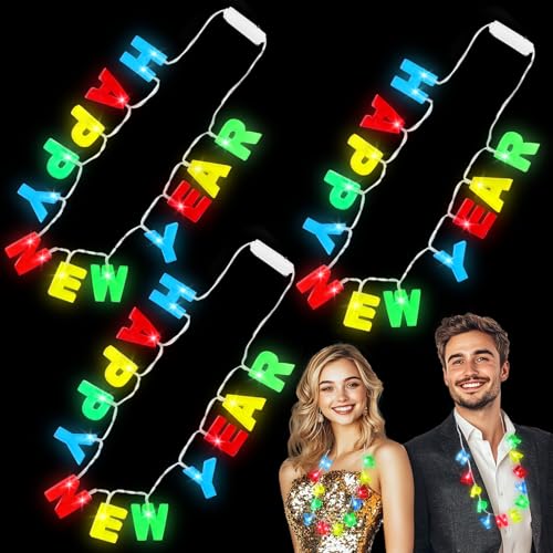 Collier lumineux Happy New Year 3 modes pour animer une fête d'enfants
