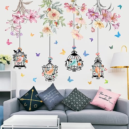Vinilos Decorativos con Diseño de Jaula y Flores, Pack 2 miniatura 6