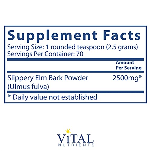 Vital Nutrients - Slippery Elm Bark Powder - Herbal Demulcent - Vegetarian - 175 Grams #TOP1