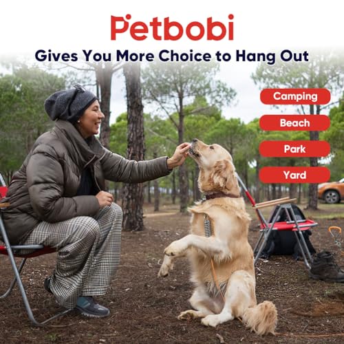 Petbobi Dog Tie Out Cable and Stake - 30ft Heavy Duty Cable with Spring - No Tangle, 16in Ground Stake - Ideal for Yard, Camping, and Beach - Suitable for Medium Large Dogs Up to 120lbs, Orange - Thumbnail 5