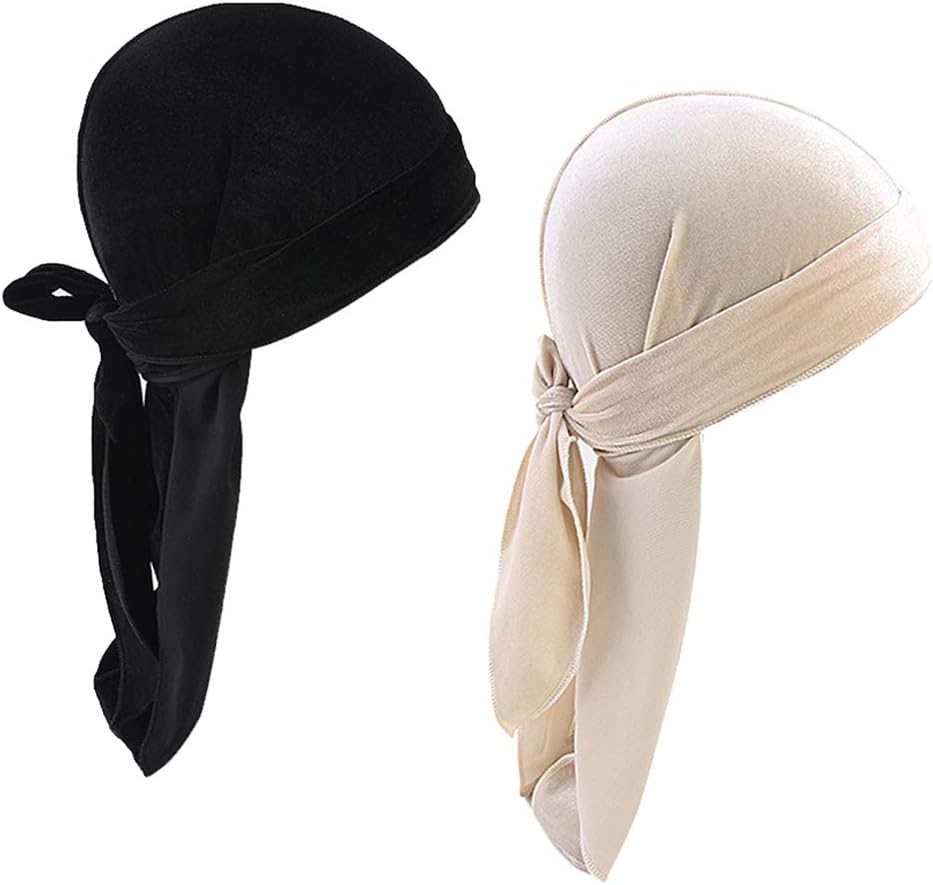 oshhni 2x boné unissex de veludo bandana Durag pirata de seda, conforme descrito, as described | Amazon.com.br