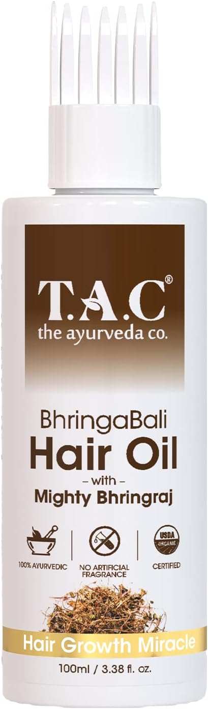TAC - The Ayurveda Co.Bhringabali Hair Oil with Bhringraj for Hair Growth, Ayurvedic Hair Oil for Hair Fall Control, Sulphate & Paraben Free for Women & Men, 100Ml