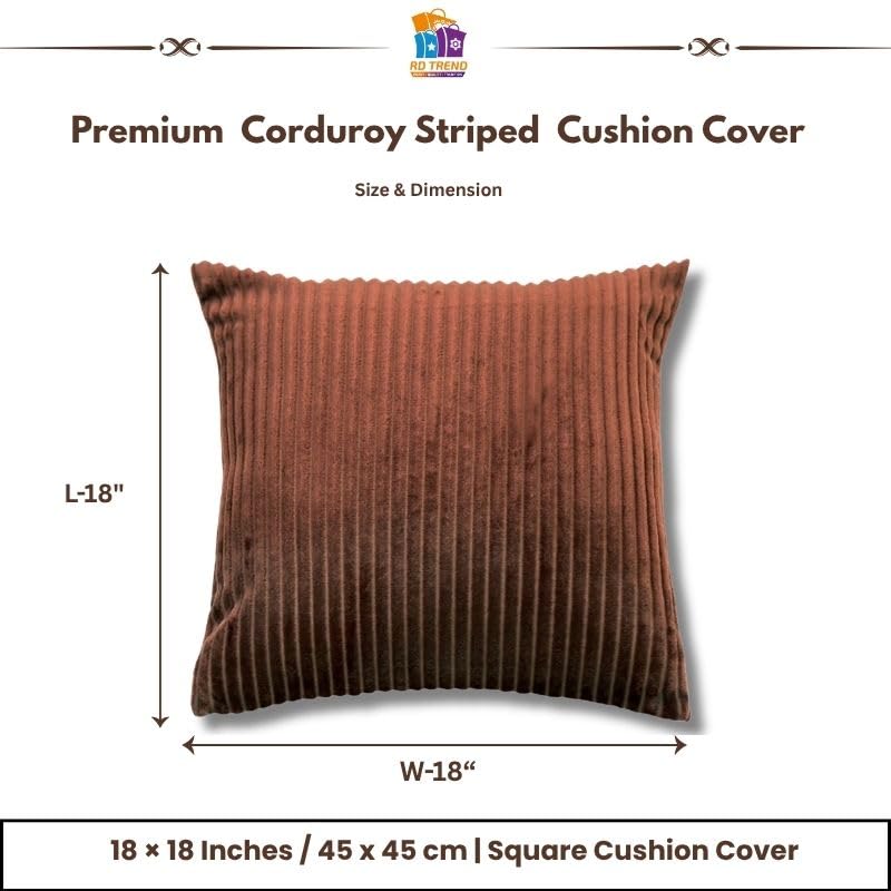 Image of RD TREND Cushion Cover Set of 2, Decorative Sofa Living Room Home Square Cushion Covers 18 Inch x 18 Inch, Aesthetic Corduroy Striped Double Sided (Coffee)