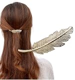 [Herbeluemily] バレッタ 髪留め ヘアバレッタ 髪飾り おしゃれ 結婚式 ヘアクリップ 上品 大人 メタル リーフ HM-0144-R02-LF