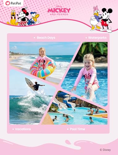 Image of Disney Frozen Elsa Stitch Marvel Toddler Girl Two Piece Long Sleeve UPF50+ Swimsuit Rashguard Sets Bathing Suit
