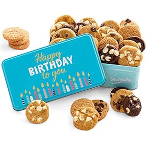 Mrs. Fields – Happy Birthday 30 Nibblers Cookie Tin, Assorted with 30 Nibblers Bite-Sized Cookies in our 5 Signature Cookie Flavors