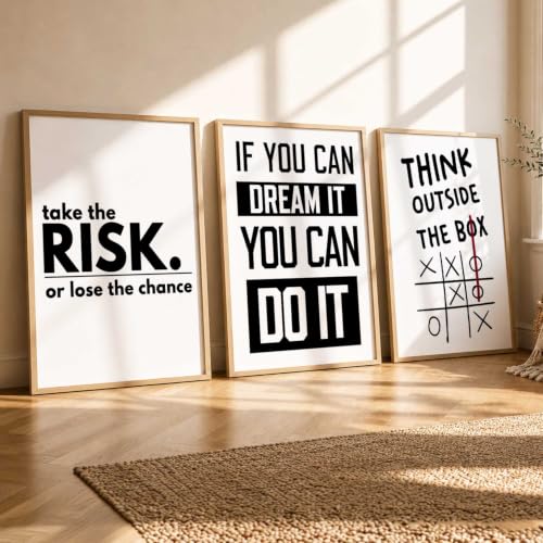 Image of kotart Daily Affirmation Framed Aesthetic Poster inspirational Wall Art with Positive Motivational Quotes Framed Poster for Living Room Bedroom Decor Set Of 3 (35x37 Inch)