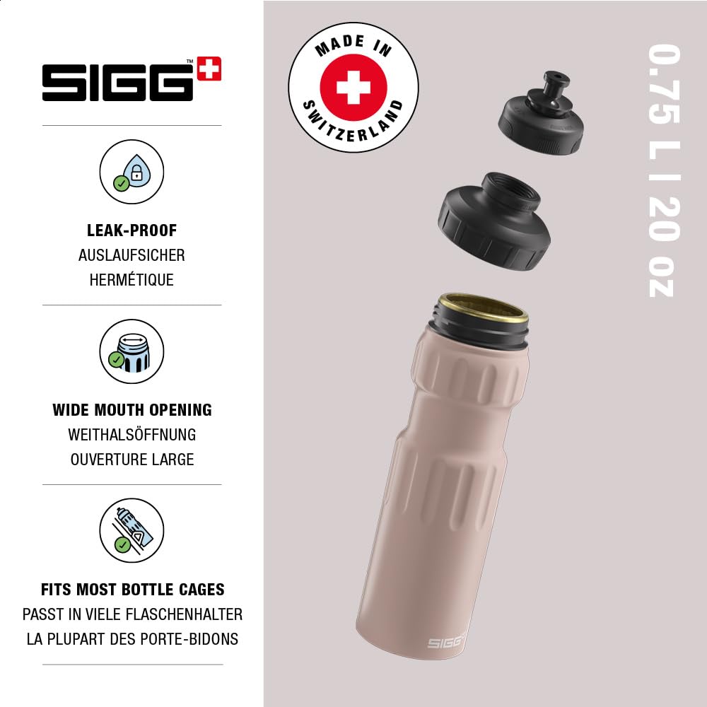 SIGG - Aluminiowa butelka sportowa – WMB Sports – z 3-stopniowym zamknięciem sportowym – certyfikat neutralny dla klimatu – szczelna – lekka jak piórko – nie zawiera BPA – 0,75 l