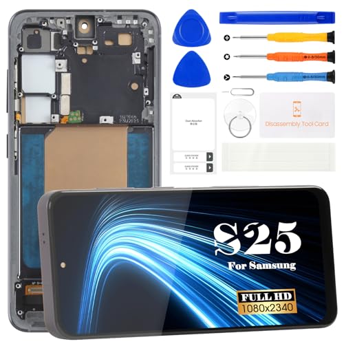 TFT for Samsung Galaxy S25 Screen Replacement for Samsung S25 LCD Display for Galaxy S25 SM-S931B SM-SM-S931U SM-S931W Digitizer Touch Screen Assembly Repair Kit with Fame (Black, NO Fingerprint)