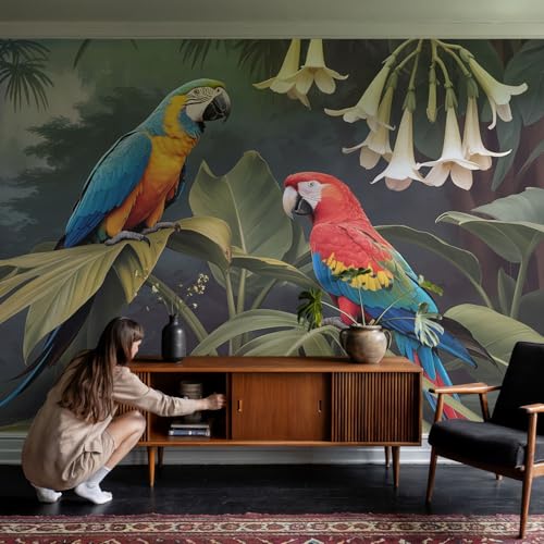 Murales de loros coloridos 152x104 cm para decorar pasillos 4
