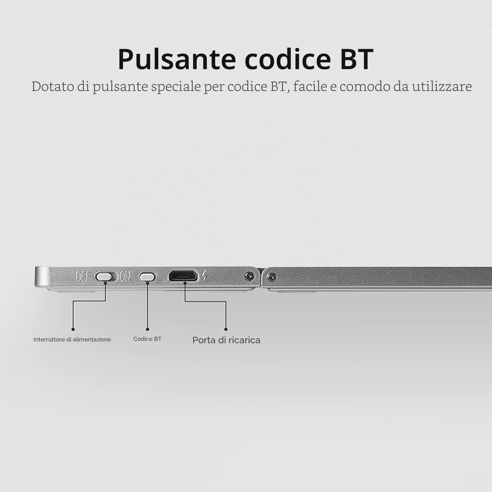 docooler Tastiera BT Wireless Mini Tastiera Pieghevole BT Portatile Ultra Sottile con Touch Panel per Windows/Android/iOS Argento