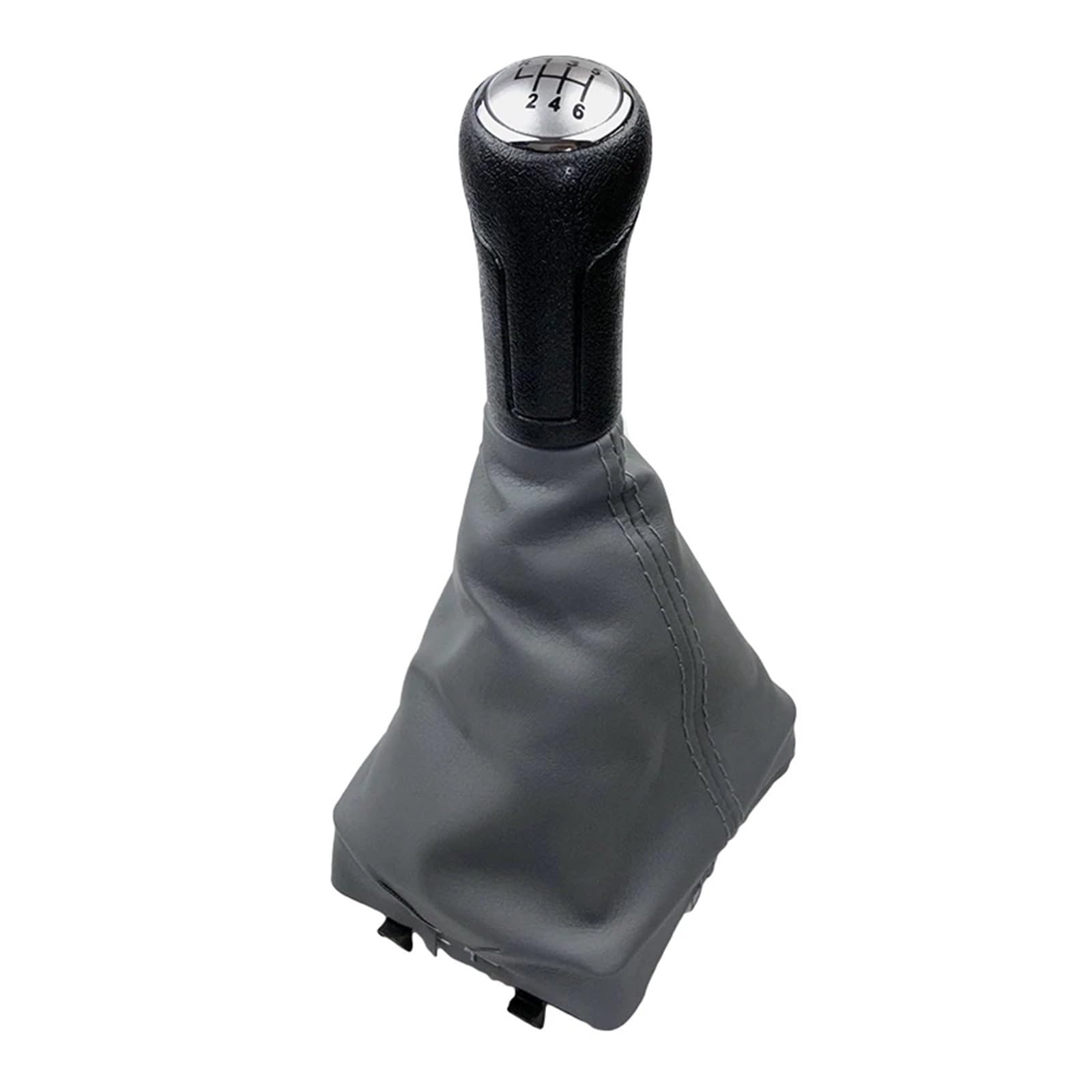 Grozzy Universal Shifter Handle Car Gear Shift Knob Lever Shifter Gaiter Boot Cover for Volkswagen for Polo 9N 9N2(6-Speed-Silver- Gray)